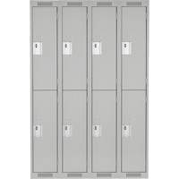 Clean Line Lockers, 2 -tier, Bank of 4, 48" x 18" x 72", Steel, Grey, Rivet (Assembled) Distribution Industrielle GC