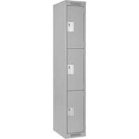 Clean Line Lockers, 3 -tier, 12" x 18" x 72", Steel, Grey, Rivet (Assembled) Distribution Industrielle GC