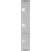 Clean Line Lockers, 3 -tier, 12" x 18" x 72", Steel, Grey, Rivet (Assembled) Distribution Industrielle GC
