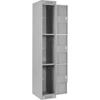 Casiers Clean Line, 3 niveaux, Bloc de 4, 48" x 18" x 72", Acier, Gris, Rivet (assembl&eacute;) Distribution Industrielle GC