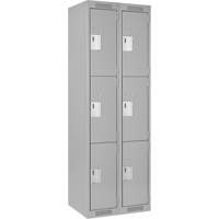 Casiers Clean Line, 3 niveaux, Bloc de 2, 24" x 18" x 72", Acier, Gris, Rivet (assembl&eacute;) Distribution Industrielle GC