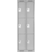 Casiers Clean Line, 3 niveaux, Bloc de 2, 24" x 18" x 72", Acier, Gris, Rivet (assembl&eacute;) Distribution Industrielle GC