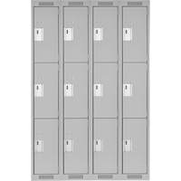 Casiers Clean Line, 3 niveaux, Bloc de 4, 48" x 18" x 72", Acier, Gris, Rivet (assembl&eacute;) Distribution Industrielle GC