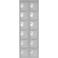 Clean Line Lockerettes, 6 -tier, Bank of 2, 24" x 18" x 72", Steel, Grey, Rivet (Assembled) Distribution Industrielle GC
