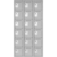 Clean Line Lockerettes, 6 -tier, Bank of 3, 36" x 18" x 72", Steel, Grey, Rivet (Assembled) Distribution Industrielle GC