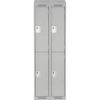 Clean Line Lockers, 2 -tier, Bank of 2, 24" x 18" x 78", Steel, Grey, Rivet (Assembled) Distribution Industrielle GC