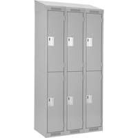 Clean Line Lockers, 2 -tier, Bank of 3, 36" x 18" x 78", Steel, Grey, Rivet (Assembled) Distribution Industrielle GC