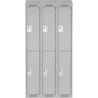 Clean Line Lockers, 2 -tier, Bank of 3, 36" x 18" x 78", Steel, Grey, Rivet (Assembled) Distribution Industrielle GC