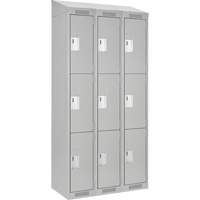 Casiers Clean Line, 3 niveaux, Bloc de 3, 36" x 18" x 78", Acier, Gris, Rivet (assembl&eacute;) Distribution Industrielle GC