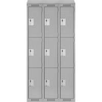 Casiers Clean Line, 3 niveaux, Bloc de 3, 36" x 18" x 78", Acier, Gris, Rivet (assembl&eacute;) Distribution Industrielle GC