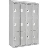 Casiers Clean Line, 3 niveaux, Bloc de 4, 48" x 18" x 78", Acier, Gris, Rivet (assembl&eacute;) Distribution Industrielle GC