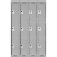 Casiers Clean Line, 3 niveaux, Bloc de 4, 48" x 18" x 78", Acier, Gris, Rivet (assembl&eacute;) Distribution Industrielle GC