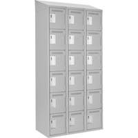 Petits casiers Clean Line, 6 niveaux, Bloc de 3, 36" x 18" x 78", Acier, Gris, Rivet (assembl&eacute;) Distribution Industrielle GC