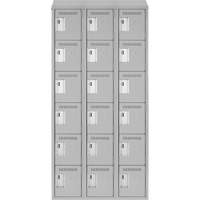 Petits casiers Clean Line, 6 niveaux, Bloc de 3, 36" x 18" x 78", Acier, Gris, Rivet (assembl&eacute;) Distribution Industrielle GC
