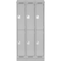 Casiers Clean Line, 2 niveaux, Bloc de 3, 36" x 18" x 82", Acier, Gris, Rivet (assembl&eacute;) Distribution Industrielle GC