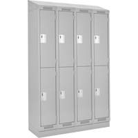 Casiers Clean Line, 2 niveaux, Bloc de 4, 48" x 18" x 82", Acier, Gris, Rivet (assembl&eacute;) Distribution Industrielle GC