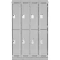 Casiers Clean Line, 2 niveaux, Bloc de 4, 48" x 18" x 82", Acier, Gris, Rivet (assembl&eacute;) Distribution Industrielle GC