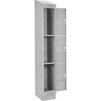 Casiers Clean Line, 3 niveaux, Bloc de 4, 48" x 18" x 82", Acier, Gris, Rivet (assembl&eacute;) Distribution Industrielle GC