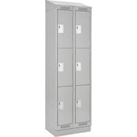 Casiers Clean Line, 3 niveaux, Bloc de 2, 24" x 18" x 82", Acier, Gris, Rivet (assembl&eacute;) Distribution Industrielle GC