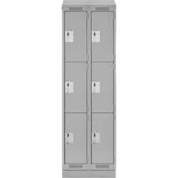 Casiers Clean Line, 3 niveaux, Bloc de 2, 24" x 18" x 82", Acier, Gris, Rivet (assembl&eacute;) Distribution Industrielle GC