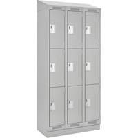 Casiers Clean Line, 3 niveaux, Bloc de 3, 36" x 18" x 82", Acier, Gris, Rivet (assembl&eacute;) Distribution Industrielle GC