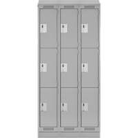 Casiers Clean Line, 3 niveaux, Bloc de 3, 36" x 18" x 82", Acier, Gris, Rivet (assembl&eacute;) Distribution Industrielle GC