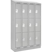 Casiers Clean Line, 3 niveaux, Bloc de 4, 48" x 18" x 82", Acier, Gris, Rivet (assembl&eacute;) Distribution Industrielle GC