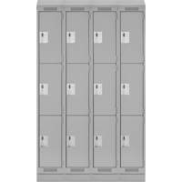 Casiers Clean Line, 3 niveaux, Bloc de 4, 48" x 18" x 82", Acier, Gris, Rivet (assembl&eacute;) Distribution Industrielle GC