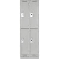 Casiers Clean Line, 2 niveaux, Bloc de 2, 24" x 18" x 76", Acier, Gris, Rivet (assembl&eacute;) Distribution Industrielle GC