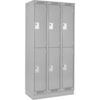 Clean Line Lockers, 2 -tier, Bank of 3, 36" x 18" x 76", Steel, Grey, Rivet (Assembled) Distribution Industrielle GC