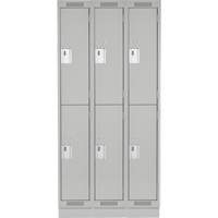 Clean Line Lockers, 2 -tier, Bank of 3, 36" x 18" x 76", Steel, Grey, Rivet (Assembled) Distribution Industrielle GC