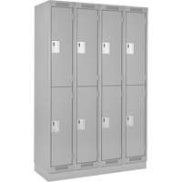 Casiers Clean Line, 2 niveaux, Bloc de 4, 48" x 18" x 76", Acier, Gris, Rivet (assembl&eacute;) Distribution Industrielle GC