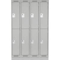 Casiers Clean Line, 2 niveaux, Bloc de 4, 48" x 18" x 76", Acier, Gris, Rivet (assembl&eacute;) Distribution Industrielle GC