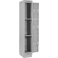 Casiers Clean Line, 3 niveaux, Bloc de 4, 48" x 18" x 76", Acier, Gris, Rivet (assembl&eacute;) Distribution Industrielle GC