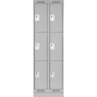 Casiers Clean Line, 3 niveaux, Bloc de 2, 24" x 18" x 76", Acier, Gris, Rivet (assembl&eacute;) Distribution Industrielle GC