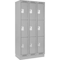 Casiers Clean Line, 3 niveaux, Bloc de 3, 36" x 18" x 76", Acier, Gris, Rivet (assembl&eacute;) Distribution Industrielle GC