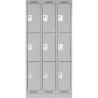Casiers Clean Line, 3 niveaux, Bloc de 3, 36" x 18" x 76", Acier, Gris, Rivet (assembl&eacute;) Distribution Industrielle GC
