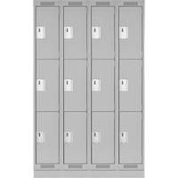 Casiers Clean Line, 3 niveaux, Bloc de 4, 48" x 18" x 76", Acier, Gris, Rivet (assembl&eacute;) Distribution Industrielle GC