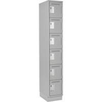 Clean Line Lockerette, 6 -tier, 12" x 18" x 76", Steel, Grey, Rivet (Assembled) Distribution Industrielle GC