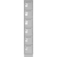 Clean Line Lockerette, 6 -tier, 12" x 18" x 76", Steel, Grey, Rivet (Assembled) Distribution Industrielle GC