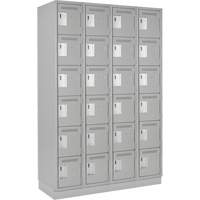 Clean Line Lockerette, 6 -tier, Bank of 4, 48" x 18" x 76", Steel, Grey, Rivet (Assembled) Distribution Industrielle GC