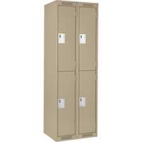Clean Line Lockers, 2 -tier, Bank of 2, 24" x 18" x 72", Steel, Beige, Rivet (Assembled) Distribution Industrielle GC