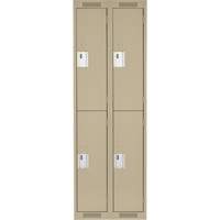 Clean Line Lockers, 2 -tier, Bank of 2, 24" x 18" x 72", Steel, Beige, Rivet (Assembled) Distribution Industrielle GC