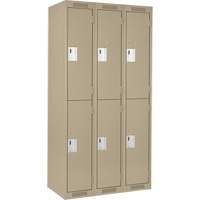 Clean Line Lockers, 2 -tier, Bank of 3, 36" x 18" x 72", Steel, Beige, Rivet (Assembled) Distribution Industrielle GC