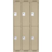 Clean Line Lockers, 2 -tier, Bank of 3, 36" x 18" x 72", Steel, Beige, Rivet (Assembled) Distribution Industrielle GC