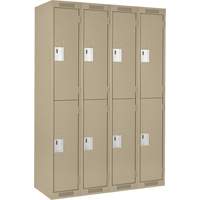 Clean Line Lockers, 2 -tier, Bank of 4, 48" x 18" x 72", Steel, Beige, Rivet (Assembled) Distribution Industrielle GC