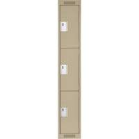 Clean Line Lockers, 3 -tier, 12" x 18" x 72", Steel, Beige, Rivet (Assembled) Distribution Industrielle GC