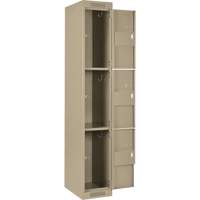 Casiers Clean Line, 3 niveaux, Bloc de 4, 48" x 18" x 72", Acier, Beige, Rivet (assembl&eacute;) Distribution Industrielle GC