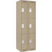 Casiers Clean Line, 3 niveaux, Bloc de 2, 24" x 18" x 72", Acier, Beige, Rivet (assembl&eacute;) Distribution Industrielle GC