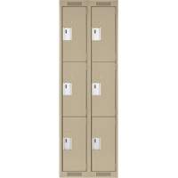 Casiers Clean Line, 3 niveaux, Bloc de 2, 24" x 18" x 72", Acier, Beige, Rivet (assembl&eacute;) Distribution Industrielle GC